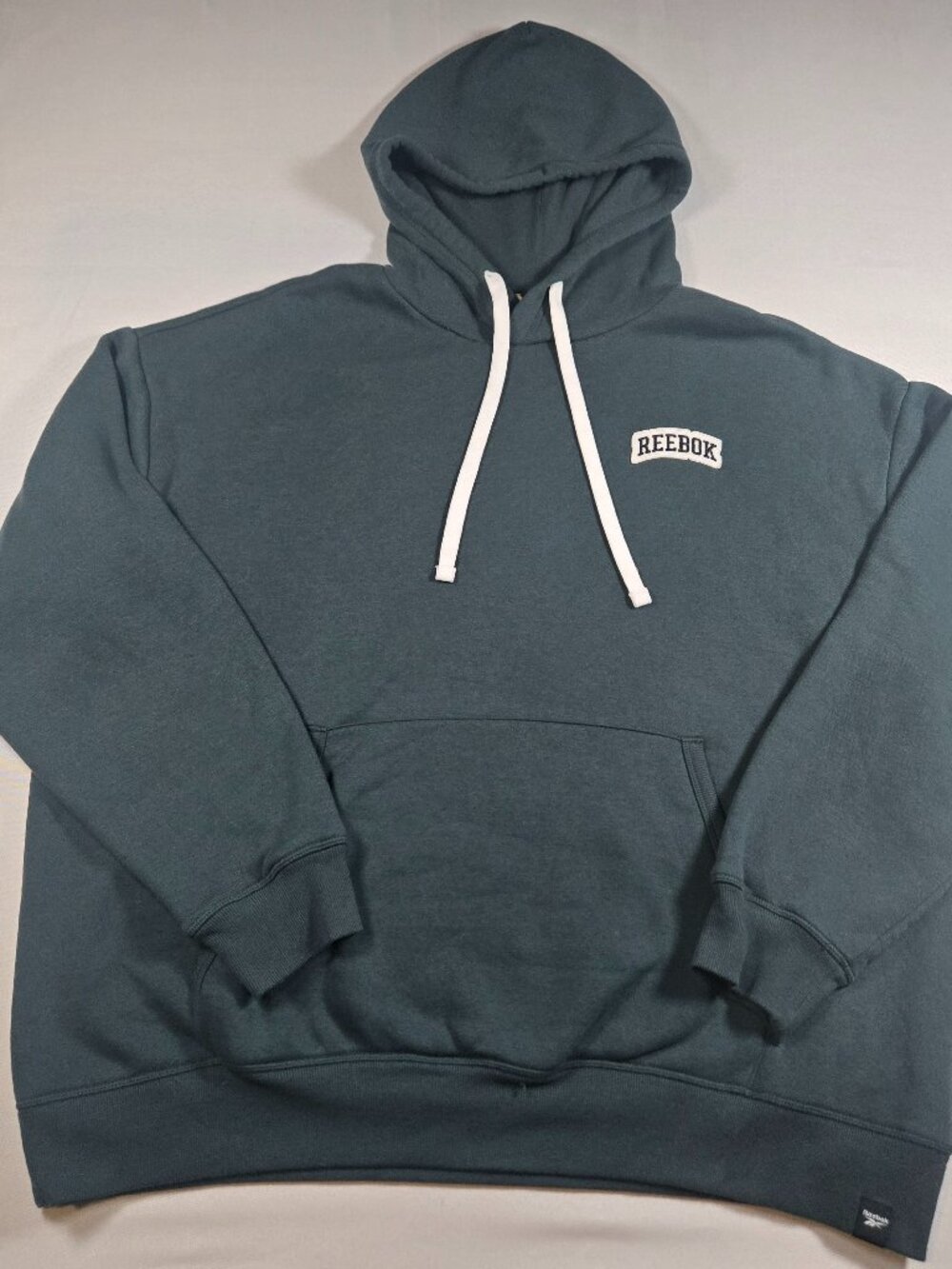Reebok Pullover Hoodie Dark Teal Green Embroidered Logo Sweatshirt Size XL